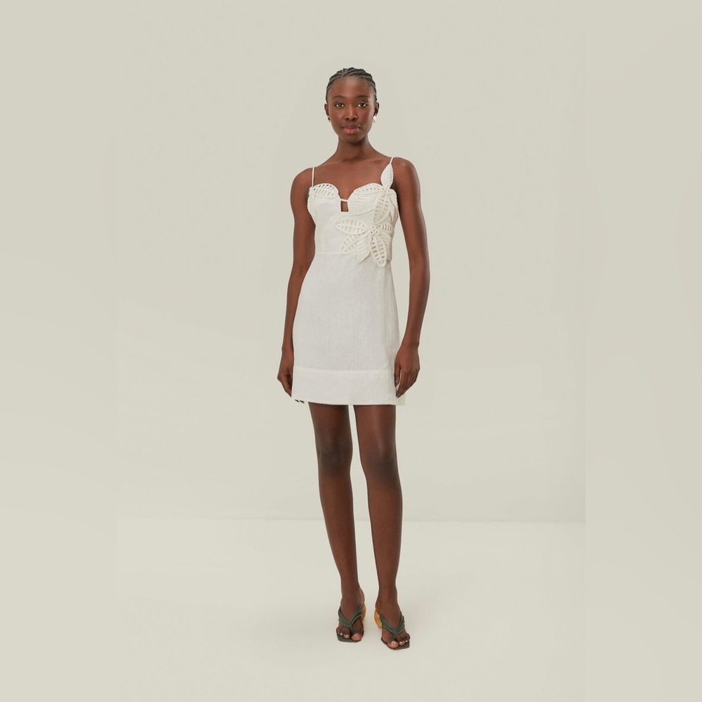 Farm Rio White 3d Flower Bodice Mini Dress - Picture 7 of 9
